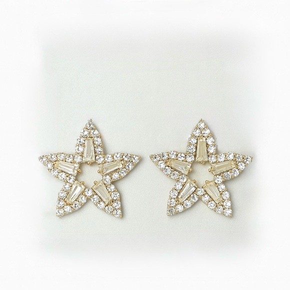 ⚜️ Star Shaped Crystal Earrings - Picture 1 of 6